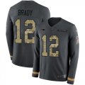 Wholesale Cheap Nike Patriots #12 Tom Brady Anthracite Salute to Service Youth Stitched NFL Limited Therma Long Sleeve Jersey