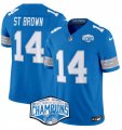 Cheap Men's Detroit Lions #14 Amon-Ra St. Brown Blue 2024 NFC North Champions F.U.S.E. Vapor Limited Stitched Jersey