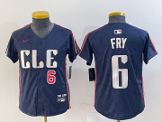 Wholesale Cheap Youth Cleveland Guardians #6 David Fry Navy 2024 City Connect Limited Stitched Jerseys