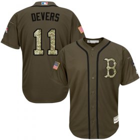 Wholesale Cheap Red Sox #11 Rafael Devers Green Salute to Service Stitched MLB Jersey