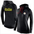 Wholesale Cheap Women's Nike Pittsburgh Steelers Full-Zip Performance Hoodie Black_1