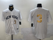 Cheap Men's New York Yankees #3 Babe Ruth White Pinstripe Without Name Fashion Cool Base Jerseys