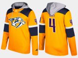 Wholesale Cheap Predators #4 Ryan Ellis Yellow Name And Number Hoodie