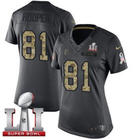 Wholesale Cheap Nike Falcons #81 Austin Hooper Black Super Bowl LI 51 Women\'s Stitched NFL Limited 2016 Salute to Service Jersey