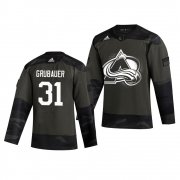 Wholesale Cheap Colorado Avalanche #31 Philipp Grubauer Adidas 2019 Veterans Day Men's Authentic Practice NHL Jersey Camo