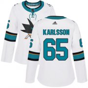 Wholesale Cheap Adidas Sharks #65 Erik Karlsson White Road Authentic Women's Stitched NHL Jersey