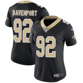 Wholesale Cheap Nike Saints #92 Marcus Davenport Black Team Color Women\'s Stitched NFL Vapor Untouchable Limited Jersey