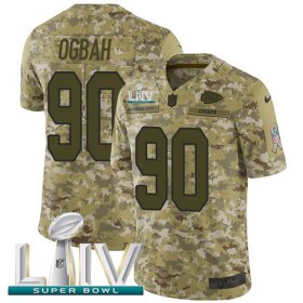 Wholesale Cheap Nike Chiefs #90 Emmanuel Ogbah Camo Super Bowl LIV 2020 Youth Stitched NFL Limited 2018 Salute To Service Jersey