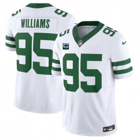 Cheap Men\'s New York Jets #95 Quinnen Williams White 2024 F.U.S.E. With 2-Star C Patch Vapor Limited Throwback Stitched Football Jersey