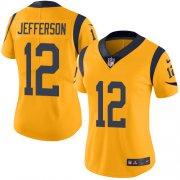 Wholesale Cheap Nike Rams #12 Van Jefferson Gold Women's Stitched NFL Limited Rush Jersey