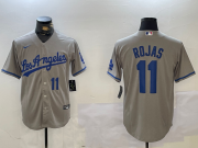 Cheap Men's Los Angeles Dodgers #11 Miguel Rojas Number Grey With los Cool Base Stitched Jerseys