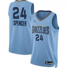 Cheap Men\'s Memphis Grizzlies #24 Cam Spencer Blue 2024 Draft Statement Edition Stitched Jersey