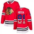 Wholesale Cheap Adidas Blackhawks #81 Marian Hossa Red Home Authentic USA Flag Stitched NHL Jersey