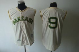 Wholesale Cheap Mitchell And Ness 1968 Athletics #9 Reggie Jackson Cream Throwback Stitched MLB Jersey