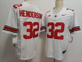 Cheap Men\'s Ohio State Buckeyes #32 TreVeyon Henderson White FUSE College Football Jersey