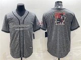 Wholesale Cheap Men's Tampa Bay Buccaneers Gray Team Big Logo With Patch Cool Base Stitched Baseball Jersey