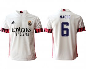 Wholesale Cheap Men 2020-2021 club Real Madrid home aaa version 6 white Soccer Jerseys