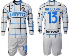 Wholesale Cheap Men 2020-2021 club Inter milan away long sleeve 13 white Soccer Jerseys