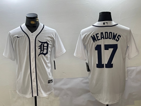 Men\'s Detroit Tigers #17 Parker Meadows White Cool Base Stitched Jersey