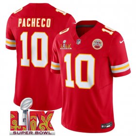 Men\'s Kansas City Chiefs #10 Isiah Pacheco Red 2025 Super Bowl LIX Patch F.U.S.E. Vapor Limited Stitched Football Jersey