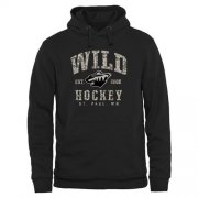 Wholesale Cheap Men's Minnesota Wild Black Camo Stack Pullover Hoodie