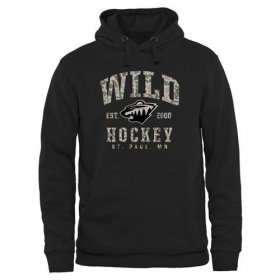 Wholesale Cheap Men\'s Minnesota Wild Black Camo Stack Pullover Hoodie