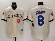 Cheap Men's Los Angeles Dodgers #8 Kobe Bryant Number Cream 2024 City Connect Limited Stitched Jerseys