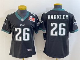 Cheap Women\'s Philadelphia Eagles #26 Saquon Barkley Black 2025 Super Bowl LIX Patch Vapor Untouchable Limited Football Stitched Jersey(Run Small)