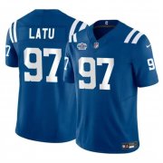 Men's Indianapolis Colts #97 Laiatu Latu Blue 2024 With Dradt Patch F.U.S.E. Vapor Limited Stitched Football Jersey