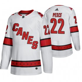 Wholesale Cheap Carolina Hurricanes #22 Brett Pesce Men\'s 2019-20 Away Authentic Player White Stitched NHL Jersey