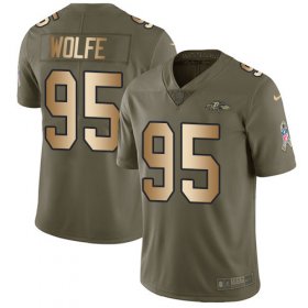 Wholesale Cheap Nike Ravens #95 Derek Wolfe Olive/Gold Men\'s Stitched NFL Limited 2017 Salute To Service Jersey