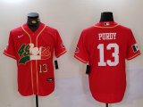 Cheap Men's San Francisco 49ers #13 Brock Purdy Red With Patch Cool Base Stitched Baseball Jerseys