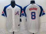 Cheap Men's Atlanta Braves #8 Eddie Rosario White 2023 City Connect Cool Base Stitched Jersey