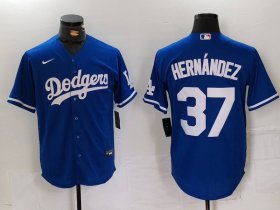 Men\'s Los Angeles Dodgers #37 Teoscar Hernandez Blue Cool Base Stitched Jersey