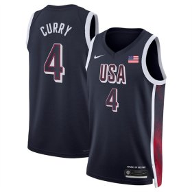 Cheap Men\'s USA Basketball #4 Stephen Curry Navy 2024 Swingman Stitched Jersey