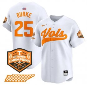 Men\'s Tennessee Volunteers #25 Blake Burke White 2024 Champions Vapor Limited Stitched Jersey