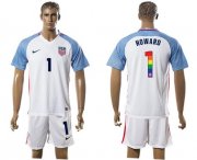 Wholesale Cheap USA #1 Howard White Rainbow Soccer Country Jersey