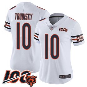 Wholesale Cheap Nike Bears #10 Mitchell Trubisky White Women\'s Stitched NFL 100th Season Vapor Limited Jersey