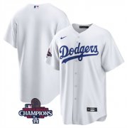 Cheap Men's Los Angeles Dodgers Blank White 2024 World Series Champions Cool Base Stitched Baseball Jersey