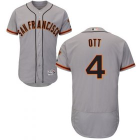 Wholesale Cheap Giants #4 Mel Ott Grey Flexbase Authentic Collection Road Stitched MLB Jersey