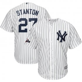 Wholesale Cheap New York Yankees #27 Giancarlo Stanton Majestic 2019 Postseason Official Cool Base Player Jersey White Navy