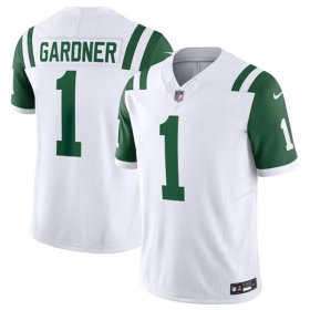 Cheap Men\'s New York Jets #1 Ahmad Sauce Gardner White 2024 Classic Alternate Vapor F.U.S.E. Limited Football Stitched Jersey