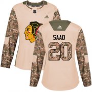 Wholesale Cheap Adidas Blackhawks #20 Brandon Saad Camo Authentic 2017 Veterans Day Women's Stitched NHL Jersey