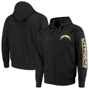 Wholesale Cheap Los Angeles Chargers G-III Sports by Carl Banks Post Route Full-Zip Hoodie Charcoal