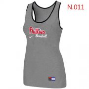 Wholesale Cheap Women's Nike Philadelphia Phillies Tri-Blend Racerback Stretch Tank Top Light Grey