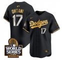 Cheap Men's Los Angeles Dodgers #17 Shohei Ohtani Black Gold 2024 World Series Limited Stitched Baseball Jersey