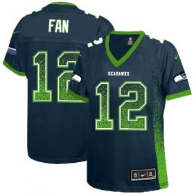 Wholesale Cheap Nike Seahawks #12 Fan Steel Blue Team Color Women\'s Stitched NFL Elite Drift Fashion Jersey