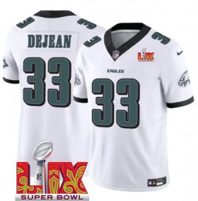 Men\'s Philadelphia Eagles #33 Cooper DeJean White 2025 Super Bowl LIX Patch New F.U.S.E. Vapor Untouchable Limited Stitched Football Jersey