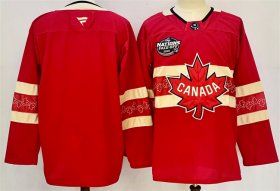 Cheap Men\'s Canada Blank Red 2025 4 Nations Face-Off Premium Stitched Jersey