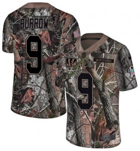 Wholesale Cheap Nike Bengals #9 Joe Burrow Camo Men\'s Stitched NFL Limited Rush Realtree Jersey